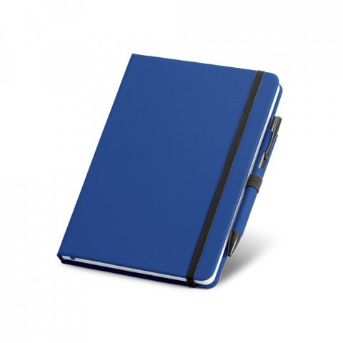 SHAW. Conjunto de caderno A5 e caneta esferogr&aacute;fica com escrita em azul - Azul royal