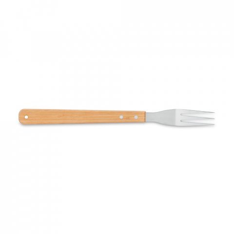 BOTTURA. Kit churrasco em estojo de bambu com 6 pe&ccedil;as em a&ccedil;o inox e bambu - Natural