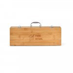 BOTTURA. Kit churrasco em estojo de bambu com 6 pe&ccedil;as em a&ccedil;o inox e bambu - Natural