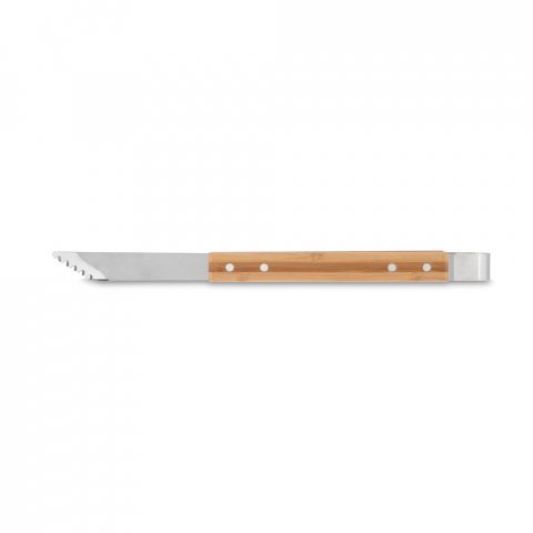 BOTTURA. Kit churrasco em estojo de bambu com 6 pe&ccedil;as em a&ccedil;o inox e bambu - Natural