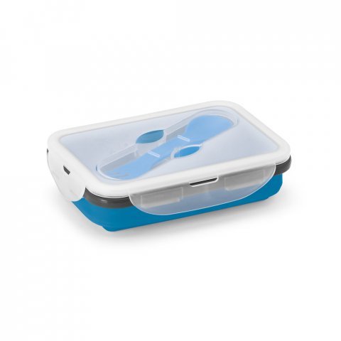 SAFFRON. Marmita herm&eacute;tica retr&aacute;til em silicone e PP 640 mL - Azul