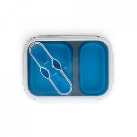 DILL. Marmita herm&eacute;tica retr&aacute;til em silicone e PP (480 e 760 mL) - Azul royal