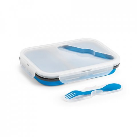 DILL. Marmita herm&eacute;tica retr&aacute;til em silicone e PP (480 e 760 mL) - Azul royal