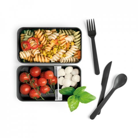 BOCUSE. Marmita em PP e PS com 2 compartimentos (680 mL cada) - Preto
