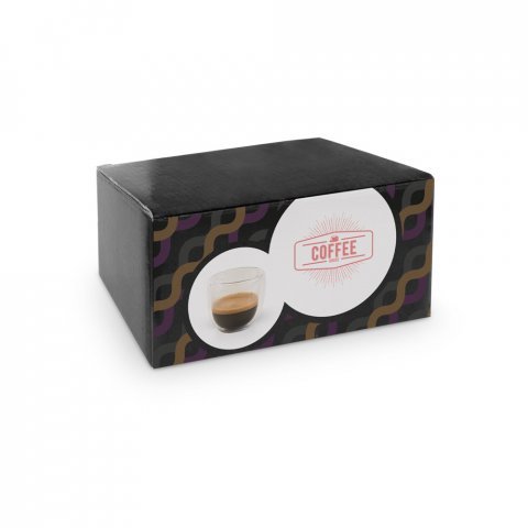 EXPRESSO. Conjunto de caf&eacute; em vidro borossilicato, com 2 copos de parede dupla isolada a ar (75 mL) - Transparente