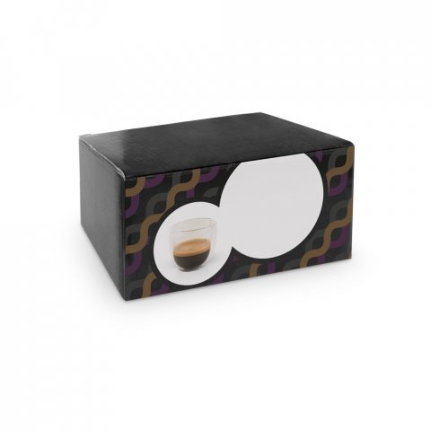 EXPRESSO. Conjunto de caf&eacute; em vidro borossilicato, com 2 copos de parede dupla isolada a ar (75 mL) - Transparente