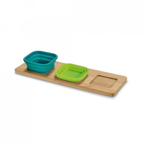 PICKLED. Base de mesa  em bambu com 3 potes em silicone - Sortido