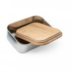 SHINO. Lancheira. Marmita em a&ccedil;o inox e tampa em bambu 800 mL - Natural