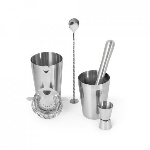 BRAMBLE. Set de coquetel com 6 pe&ccedil;as em a&ccedil;o inox - Cromado