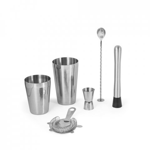 BRAMBLE. Set de coquetel com 6 pe&ccedil;as em a&ccedil;o inox - Cromado