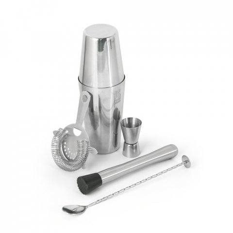 BRAMBLE. Set de coquetel com 6 pe&ccedil;as em a&ccedil;o inox - Cromado