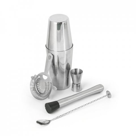 BRAMBLE. Set de coquetel com 6 pe&ccedil;as em a&ccedil;o inox - Cromado