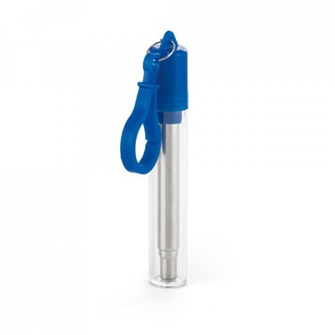 ZAMBA. Conjunto de canudo em a&ccedil;o inox e escova de limpeza - Azul