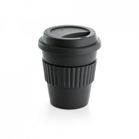 CUPPA. Copo de viagem em fibra de bambu (60%) e PP (40%) com tampa - Preto