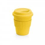 CUPPA. Copo de viagem em fibra de bambu (60%) e PP (40%) com tampa - Amarelo