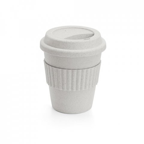 CUPPA. Copo de viagem em fibra de bambu (60%) e PP (40%) com tampa - Cinza claro