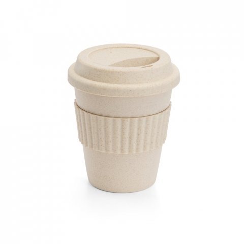 CUPPA. Copo de viagem em fibra de bambu (60%) e PP (40%) com tampa - Natural claro