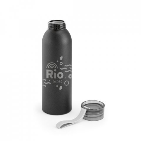 RIO. Squeeze em alum&iacute;nio com tira em silicone (660 mL) - Preto