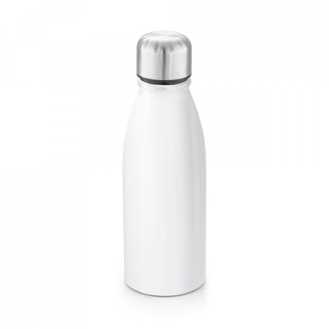 BEANE. Squeeze em alum&iacute;nio com tampa em a&ccedil;o inox (500 mL) - Branco