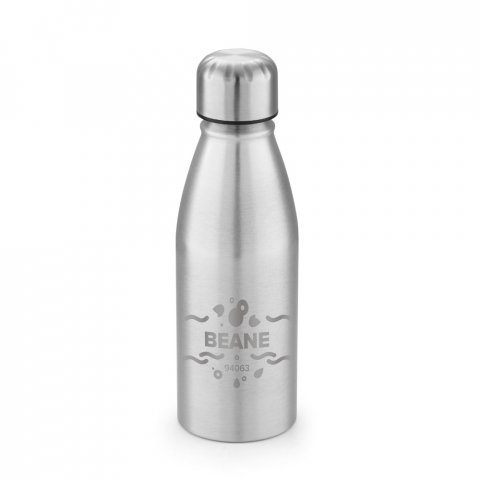 BEANE. Squeeze em alum&iacute;nio com tampa em a&ccedil;o inox (500 mL) - Cromado satinado
