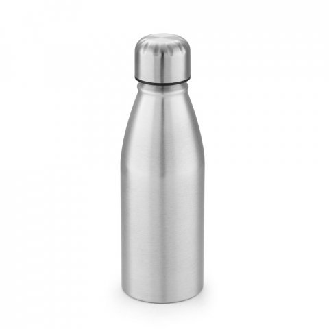 BEANE. Squeeze em alum&iacute;nio com tampa em a&ccedil;o inox (500 mL) - Cromado satinado