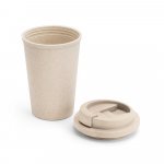 TOFFA. Copo de viagem em fibra de bambu (60%) e PP (40%) com tampa flip top (380 mL) - Natural claro