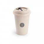 TOFFA. Copo de viagem em fibra de bambu (60%) e PP (40%) com tampa flip top (380 mL) - Natural claro