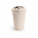 TOFFA. Copo de viagem em fibra de bambu (60%) e PP (40%) com tampa flip top (380 mL) - Natural claro