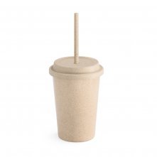 VALLEY. Copo de viagem em fibra de bambu (60%) e PP (40%) com tampa e canudo (450 mL)