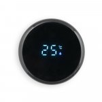 ROSSI. Garrafa em a&ccedil;o inox de parede dupla t&eacute;rmica, isolada a v&aacute;cuo com term&ocirc;metro digital (450 mL) - Preto