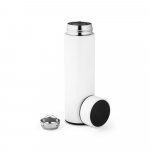 ROSSI. Garrafa em a&ccedil;o inox de parede dupla t&eacute;rmica, isolada a v&aacute;cuo com term&ocirc;metro digital (450 mL) - Branco