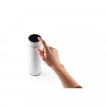 ROSSI. Garrafa em a&ccedil;o inox de parede dupla t&eacute;rmica, isolada a v&aacute;cuo com term&ocirc;metro digital (450 mL) - Branco