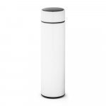 ROSSI. Garrafa em a&ccedil;o inox de parede dupla t&eacute;rmica, isolada a v&aacute;cuo com term&ocirc;metro digital (450 mL) - Branco