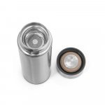 ROSSI. Garrafa em a&ccedil;o inox de parede dupla t&eacute;rmica, isolada a v&aacute;cuo com term&ocirc;metro digital (450 mL) - Cromado satinado