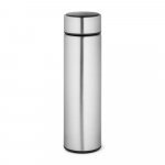 ROSSI. Garrafa em a&ccedil;o inox de parede dupla t&eacute;rmica, isolada a v&aacute;cuo com term&ocirc;metro digital (450 mL) - Cromado satinado