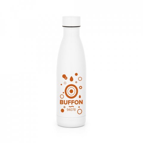 BUFFON. Garrafa em a&ccedil;o inox de parede dupla t&eacute;rmica, isolada a v&aacute;cuo (500 mL) - Branco
