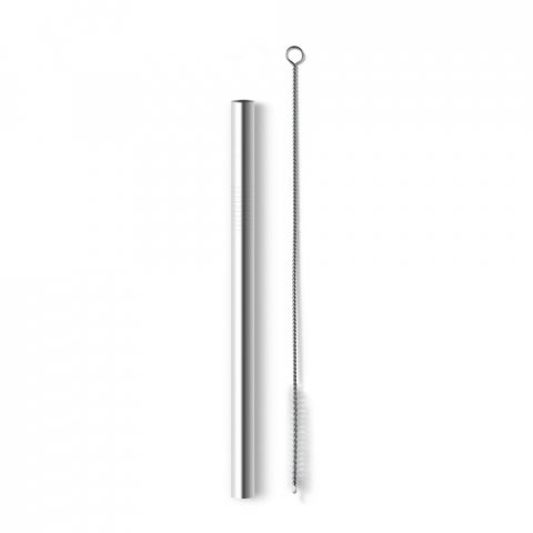 KAHANA WIDE. Canudo em a&ccedil;o inox com escova de limpeza - Cromado