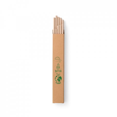 LAMONE. Conjunto de 10 canudos em papel kraft - Natural