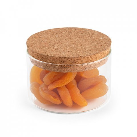 SPICE 380. Frasco em vidro borosilicato com tampa de corti&ccedil;a 380 mL - Natural