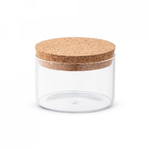 SPICE 380. Frasco em vidro borosilicato com tampa de corti&ccedil;a 380 mL - Natural
