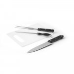 RAVIOLI. Kit churrasco em estojo em 210D com pe&ccedil;as em a&ccedil;o inox e PP - Branco