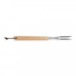 CHAMP. Kit churrasco com 3 utens&iacute;lios em a&ccedil;o inox e madeira de Seringueira e luva - Preto