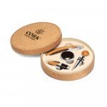 MORETO. Conjunto para vinho com 4 pe&ccedil;as em bambu, inox e ABS - Natural