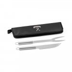 DURAND. Kit churrasco em estojo de 210D com 2 utens&iacute;lios em a&ccedil;o inox - Preto
