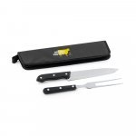 JULLEMIER. Kit churrasco em estojo de 210D com 2 utens&iacute;lios em a&ccedil;o inox e PP - Preto
