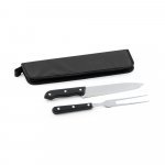 JULLEMIER. Kit churrasco em estojo de 210D com 2 utens&iacute;lios em a&ccedil;o inox e PP - Preto