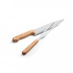 ALIOLI. Kit churrasco em caixa kraft com 2 utens&iacute;lios em a&ccedil;o inox e bambu - Preto