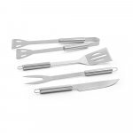 ANNATTO. Kit churrasco em estojo de alum&iacute;nio com 4 utens&iacute;lios em a&ccedil;o inox - Cromado satinado