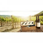 SYRAH. Conjunto para vinho em bambu, inox e ABS