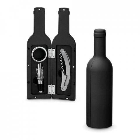VINET. Conjunto para vinho com tr&ecirc;s componentes em metal